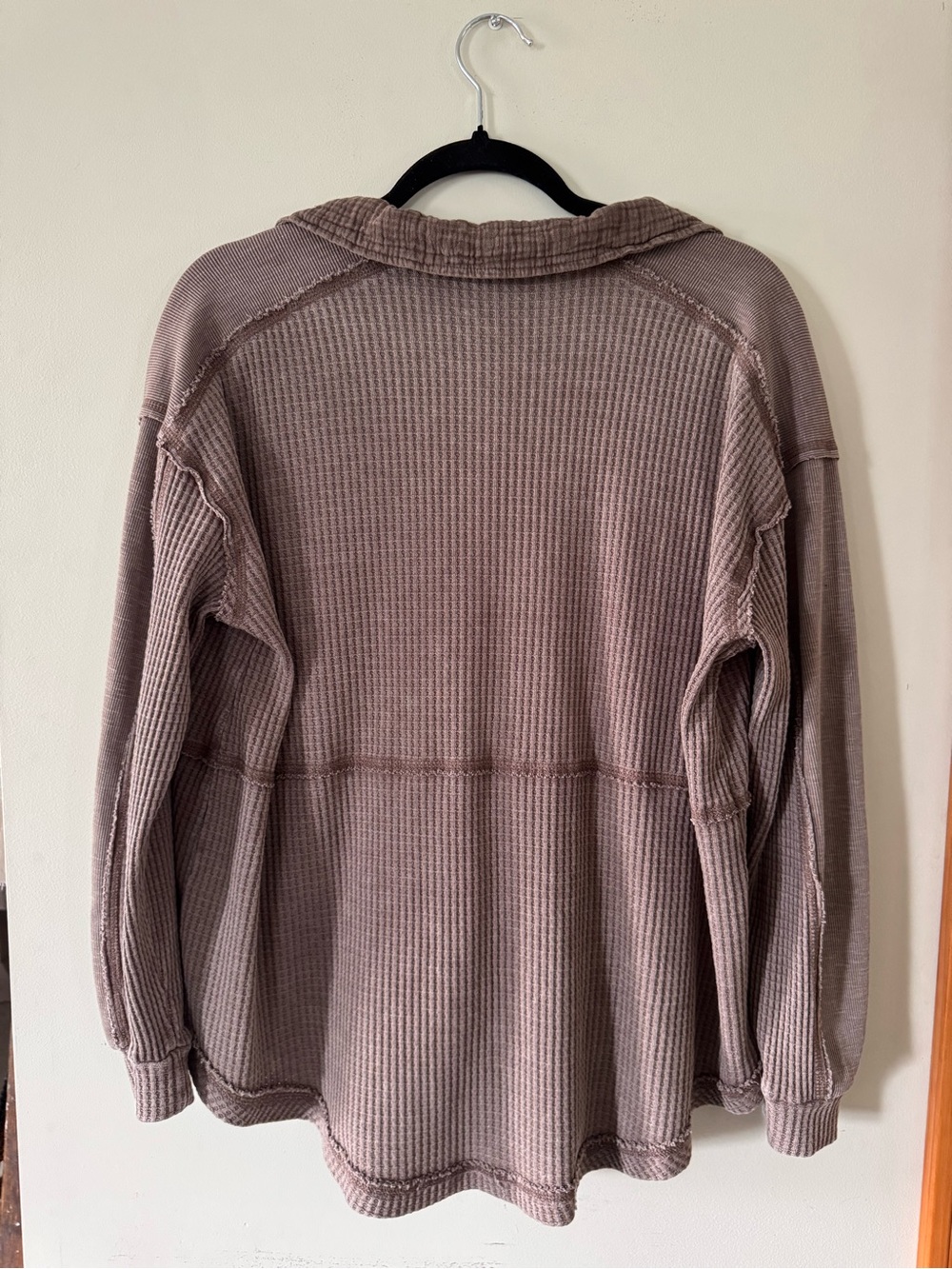 Rewind Mauve Ribbed Button-Down Shirt Jacket - Picture 2 of 2